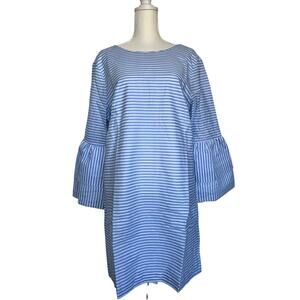 English Factory Blue Striped Coastal Granddaughter Bow-Back Dress Large